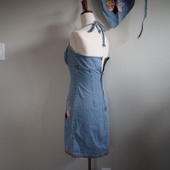 ABS Denim Mini Dress and Matching Bandana Size 2 - Picture 4 of 7